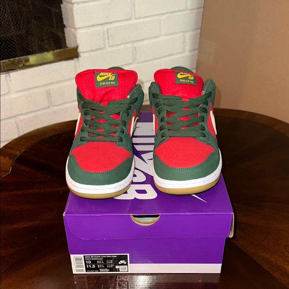 BRAND NEW w/ BOX - Nike Dunk Low Pro Red and Green Sneakers